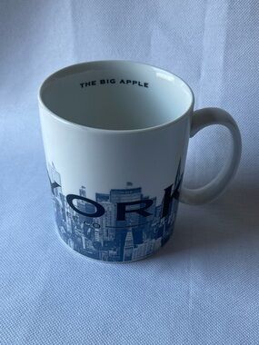 Starbucks New York City Skyline Series Coffee Cup Mug White/Blue 2002 Big Apple
